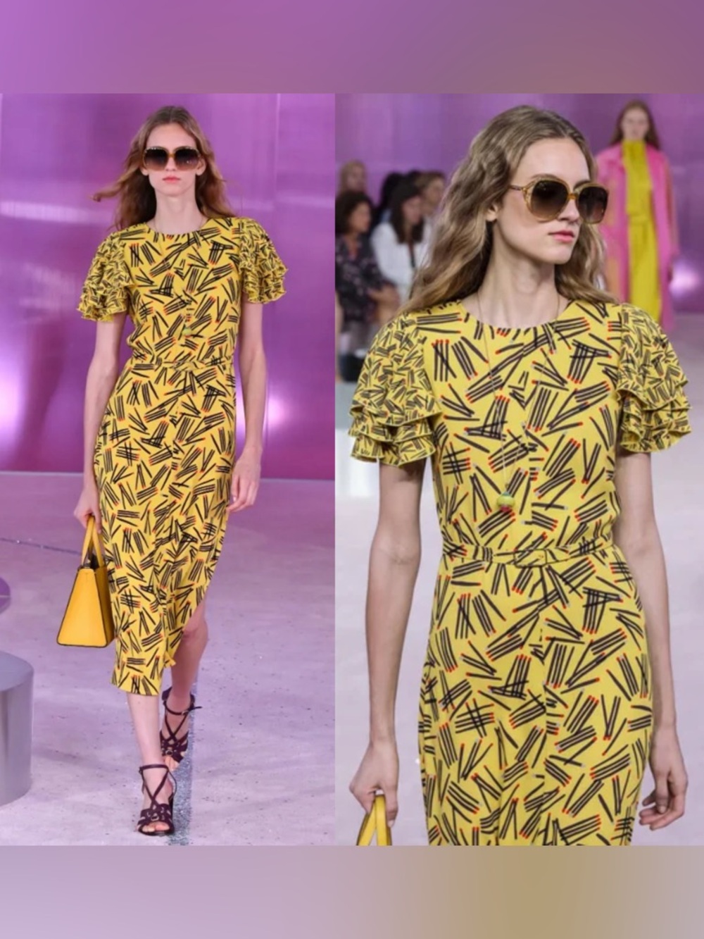 Kate Spade Runway Style Matchstick Print Dress Size4